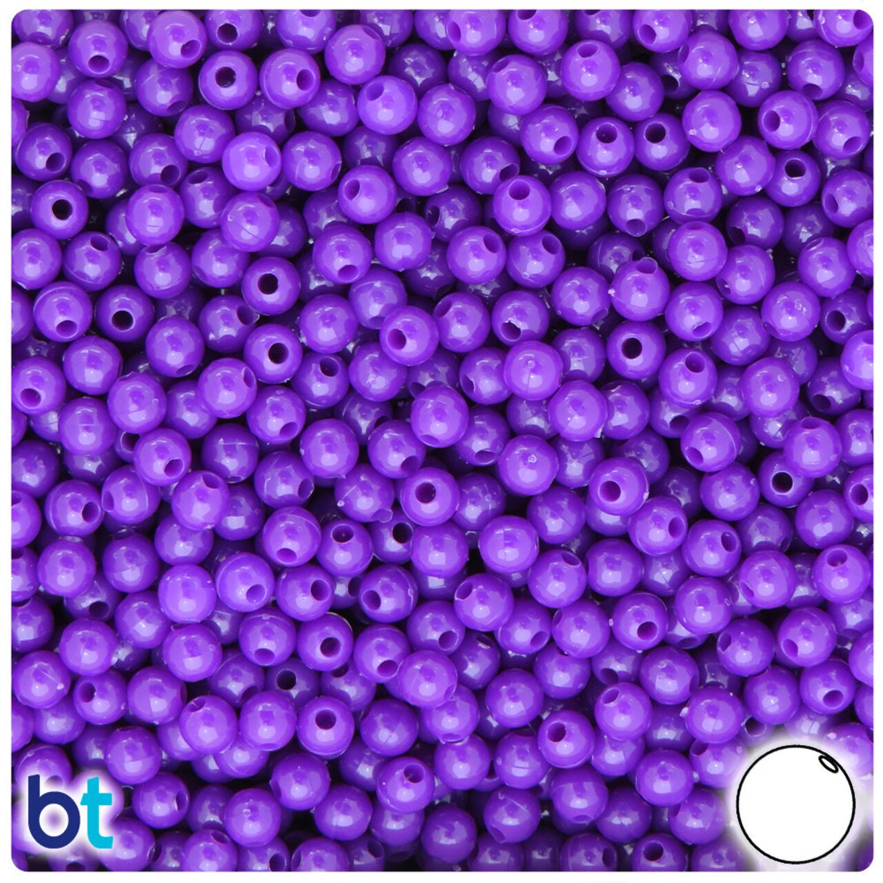 BeadTin Plum Neon Bright 5mm Round Plastic Craft Beads (700pcs)